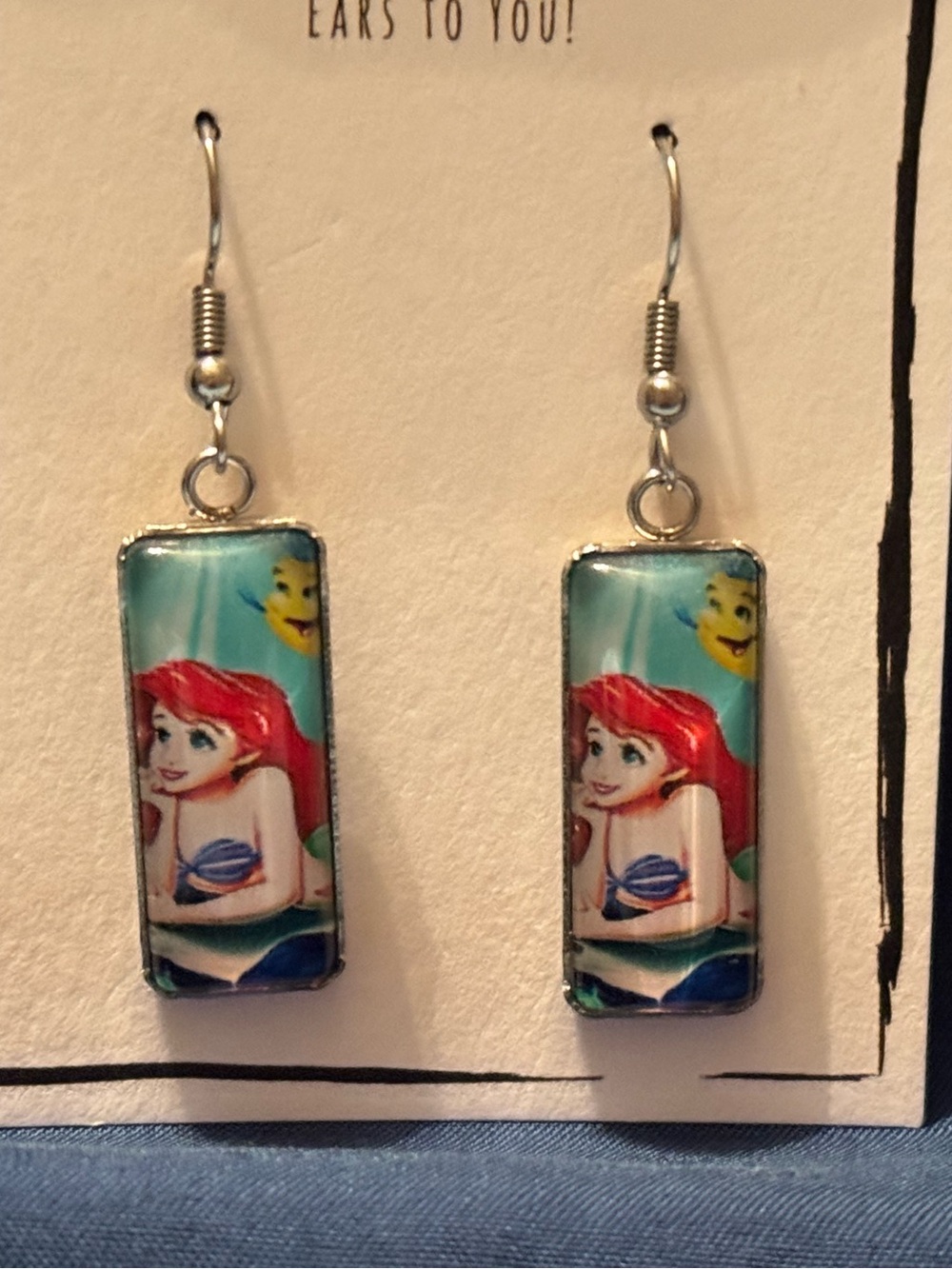 Disney Fan Glass Dangle Earrings: Ariel